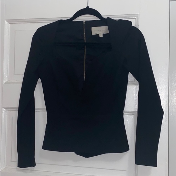 Black structured sweetheart neckline top - Picture 1 of 6